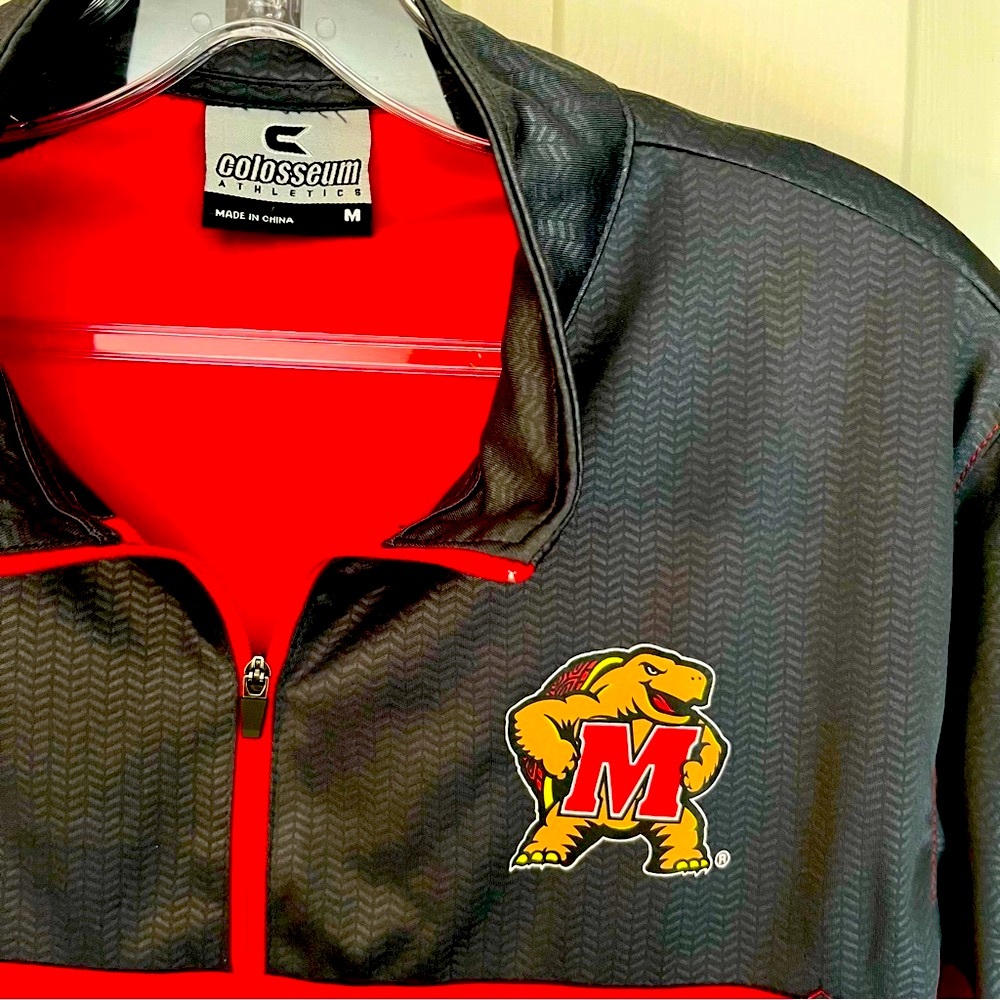 Athletic Pullover University of Maryland UM Red Black Grey Zipper Size M